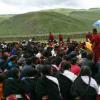 Aenpo Kyabgon blessing schoold kids and their parents at a nomadic school, in Kham Tibet